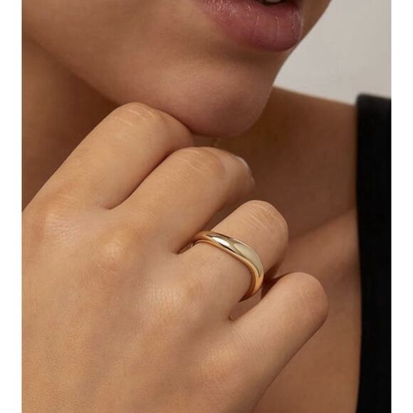 PAVOI 14K Gold Plated Wavy Stackable Ring Size 7 - Picture 2 of 8